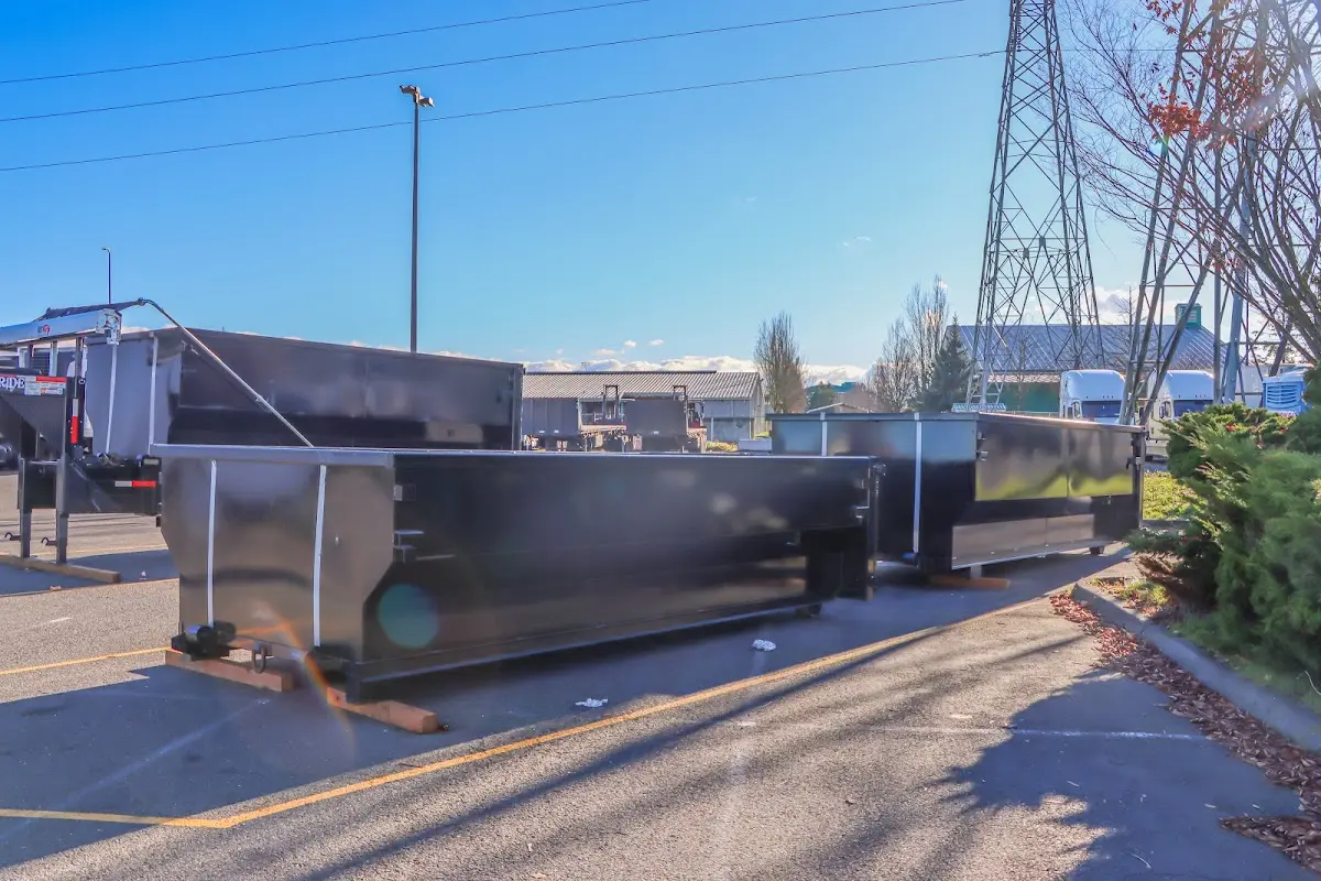 Roll-off dumpster ready for waste disposal at job site for Yard Waste Dumpster Rental in Helena Valley West Central